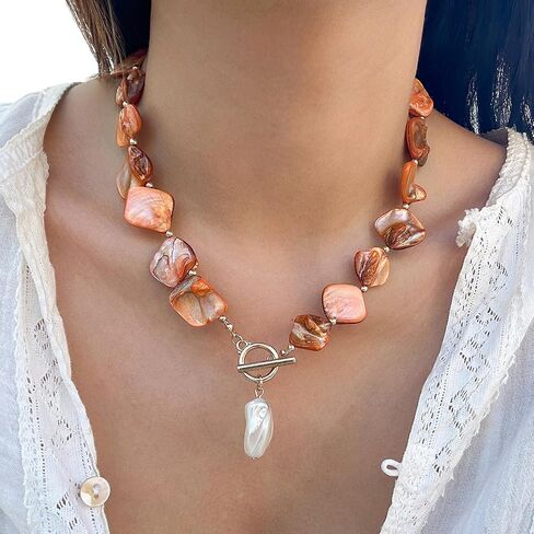 Gold Shell Pendant Necklace for Women Summer Beach Irregularly Shell Clavicle Choker Necklace Bikini Seashell Body Chain Necklace for Women in Saudi Arabia