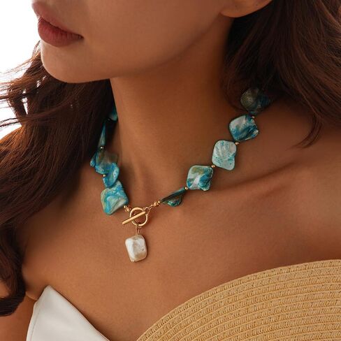 Gold Shell Pendant Necklace for Women Summer Beach Irregularly Shell Clavicle Choker Necklace Bikini Seashell Body Chain Necklace for Women in Saudi Arabia