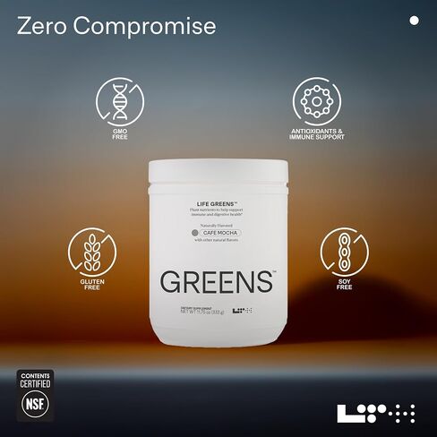 LTH Life Greens - Premium Superfood Powder with Probiotics, Enzymes, Phytonutrients & Fiber from Over 40 Fruits & Vegetables - Supports Antioxidants & Immune Health - Double Chocolate, 11.75 oz in Saudi Arabia