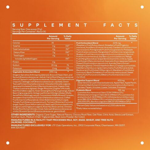 LTH Life Greens - Premium Superfood Powder with Probiotics, Enzymes, Phytonutrients & Fiber from Over 40 Fruits & Vegetables - Supports Antioxidants & Immune Health - Double Chocolate, 11.75 oz in Saudi Arabia