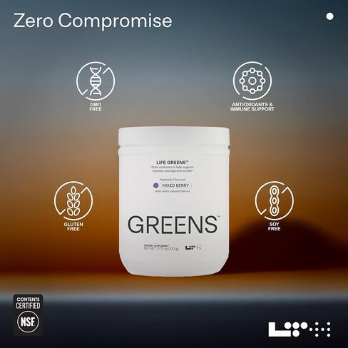 LTH Life Greens - Premium Superfood Powder with Probiotics, Enzymes, Phytonutrients & Fiber from Over 40 Fruits & Vegetables - Supports Antioxidants & Immune Health - Double Chocolate, 11.75 oz in Saudi Arabia