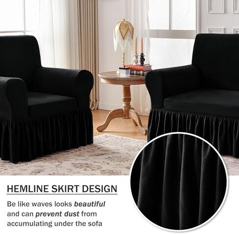 NICEEC Armchair Cover Thick Plush 1-Piece Warm White Armchair Slipcover Stretch Fluffy Couch Covers for Living Room Easy Fit Washable Soft Furniture Sofa Protector with Skirt in Kuwait