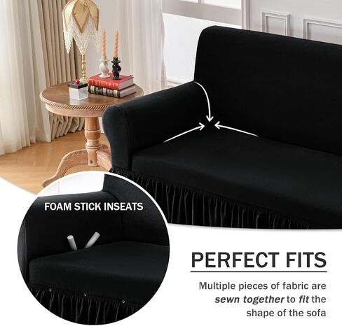 NICEEC Armchair Cover Thick Plush 1-Piece Warm White Armchair Slipcover Stretch Fluffy Couch Covers for Living Room Easy Fit Washable Soft Furniture Sofa Protector with Skirt in Kuwait