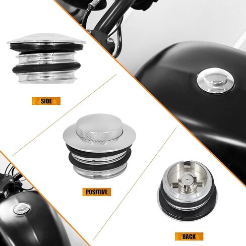 Motorcycle Flush Pop-up Gas Storage Cap Vented Fuel Tank Cap Fit for Harley Dyna Softail Touring Road King (Black) in Saudi Arabia