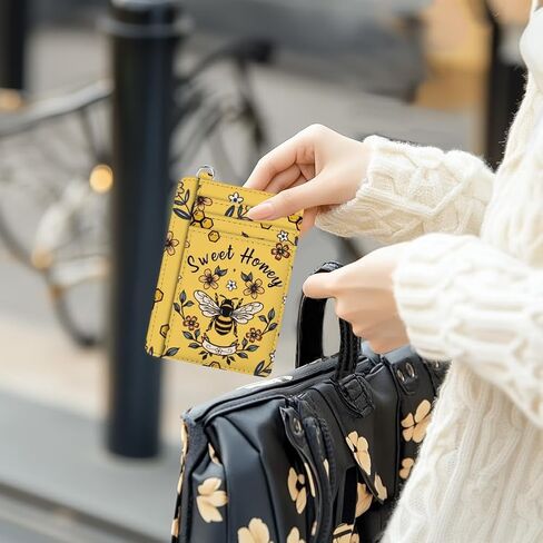 RFID Blocking Credit Card Holder for Women - Flower and Cat PU Leather Slim Wallet with ID Window, 6 Card Slots, and Cash Pocket - Perfect for Travel and Gifts in Saudi Arabia