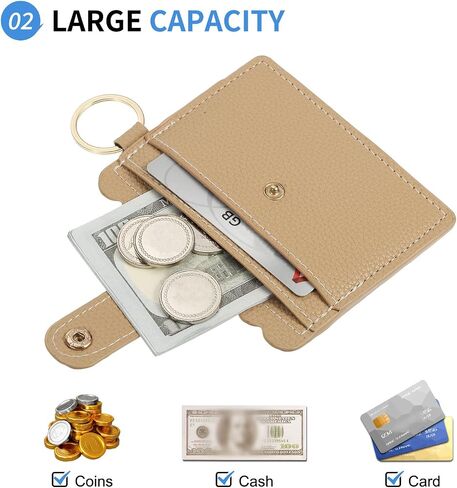 Card Holder Wallet with Silicone Beaded Bracelet, Slim PU Leather Wallet for Women, Compact and Lightweight Design for Daily Use, Red in Saudi Arabia