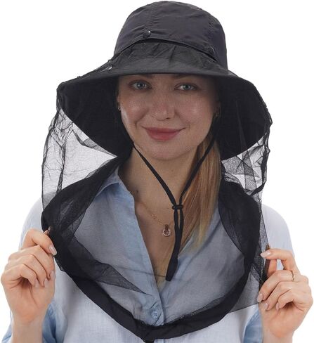 USHAKE Head Net Hat, Safari Hat Sun Hat Bucket Hat with Hidden Net Mesh in Kuwait