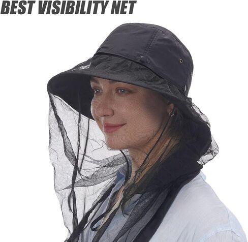 USHAKE Head Net Hat, Safari Hat Sun Hat Bucket Hat with Hidden Net Mesh in Kuwait