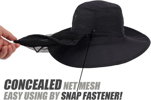 USHAKE Head Net Hat, Safari Hat Sun Hat Bucket Hat with Hidden Net Mesh in Kuwait