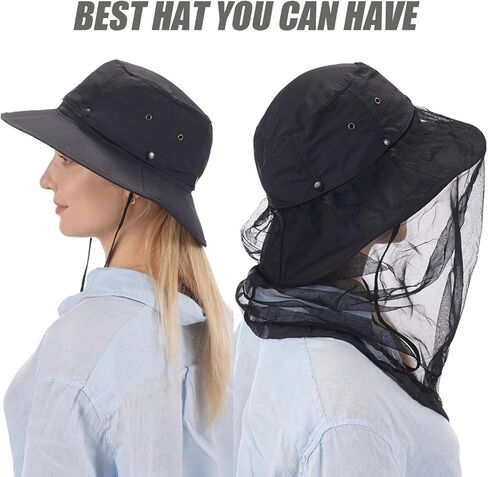 USHAKE Head Net Hat, Safari Hat Sun Hat Bucket Hat with Hidden Net Mesh in Kuwait