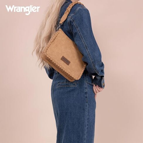 Wrangler Shoulder Bag for Women Crossbody Purse with Woven Strap in Saudi Arabia