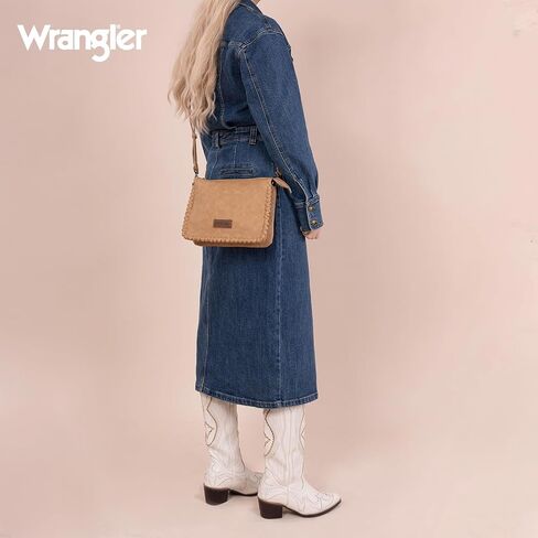 Wrangler Shoulder Bag for Women Crossbody Purse with Woven Strap in Saudi Arabia