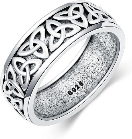 Celtic Knot Ring Sterling Silver 8mm Celtic Knot Wedding Band Ring Gift for Men Women in Kuwait