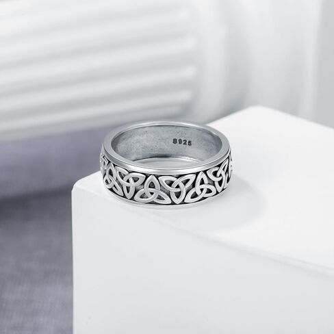 Celtic Knot Ring Sterling Silver 8mm Celtic Knot Wedding Band Ring Gift for Men Women in Kuwait