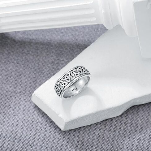 Celtic Knot Ring Sterling Silver 8mm Celtic Knot Wedding Band Ring Gift for Men Women in Kuwait