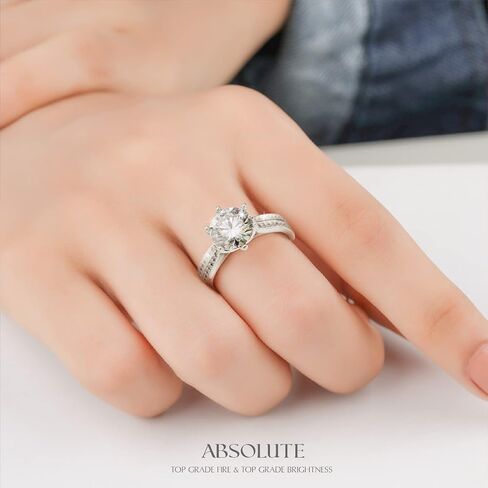 ABSOLUTE 2 Carat Moissanite Rings for Womens Engagement Rings Gift For Her 925 Sterling Silver Rings And Anniversary With Certificate Sunflower Mossinate Rings for Women in Kuwait