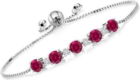 Gem Stone King 2.86 Ct Round Pink Tourmaline E-F Lab Grown Diamond 925 Sterling Silver Tennis Bracelet For Women in Kuwait