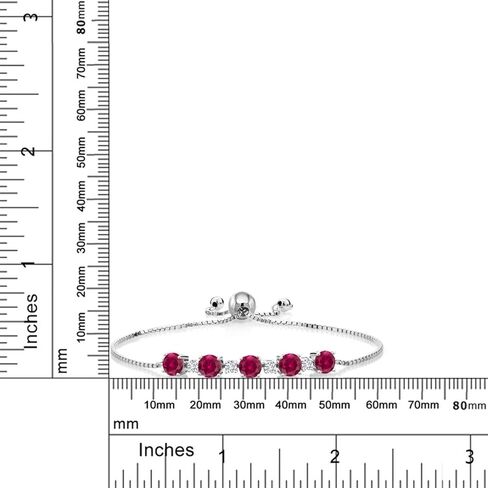 Gem Stone King 2.86 Ct Round Pink Tourmaline E-F Lab Grown Diamond 925 Sterling Silver Tennis Bracelet For Women in Kuwait
