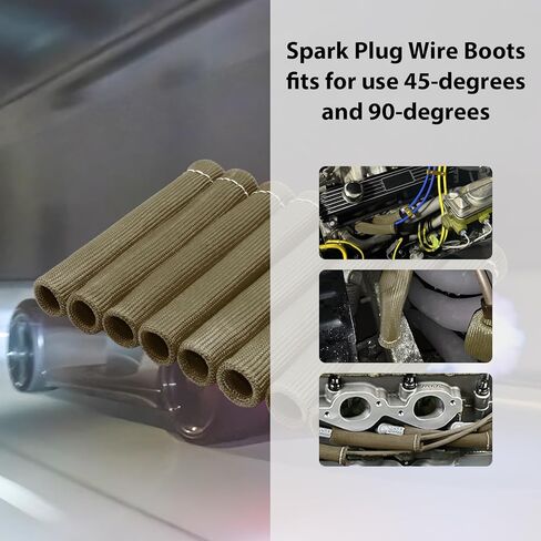 12pcs Spark Plug Wire Separator Divider & 8pcs Spark Plug Wire Boots Protector Heat Shield Sleeve, Aluminium Alloy Engine Spark Plug Wire Divider Separator Kit for 8mm 9mm 10mm Wire in Kuwait