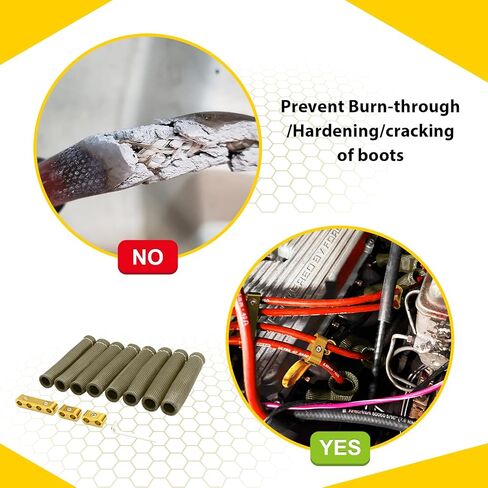12pcs Spark Plug Wire Separator Divider & 8pcs Spark Plug Wire Boots Protector Heat Shield Sleeve, Aluminium Alloy Engine Spark Plug Wire Divider Separator Kit for 8mm 9mm 10mm Wire in Kuwait