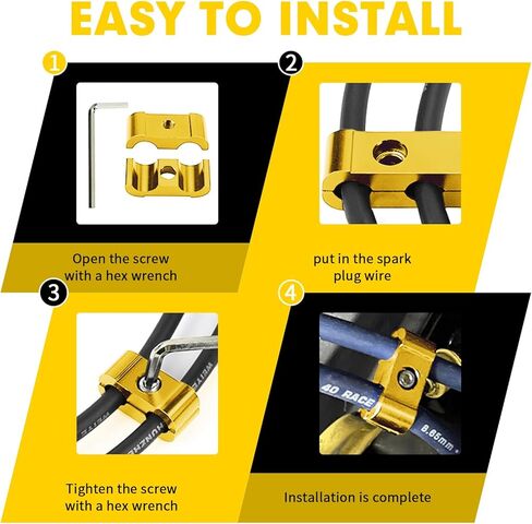 12pcs Spark Plug Wire Separator Divider & 8pcs Spark Plug Wire Boots Protector Heat Shield Sleeve, Aluminium Alloy Engine Spark Plug Wire Divider Separator Kit for 8mm 9mm 10mm Wire in Kuwait