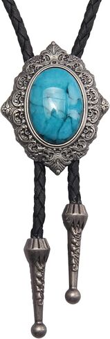 Joxevyia Turquoise Stone Bolo Tie with Leather Rope Western Cowboy Tie Unisex Accessory Groomsmen Gift for Him in Kuwait