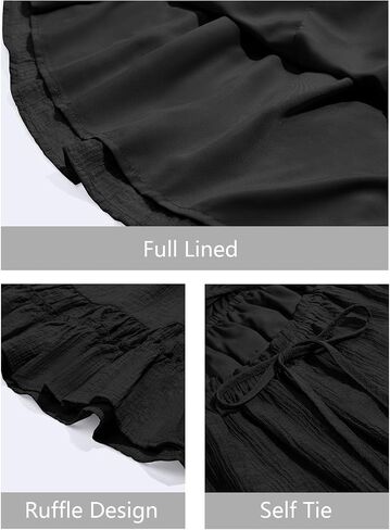 Wenrine Womens Spaghetti Strap Mini Dress Summer Backless Self Tie Ruffle Beach Sundress in Saudi Arabia