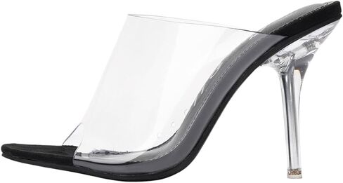 CAPE ROBBIN Allure Women's Dressy Peep Toe Clear Transparent Strap Slip On Clear Heels in Saudi Arabia
