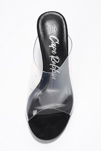 CAPE ROBBIN Allure Women's Dressy Peep Toe Clear Transparent Strap Slip On Clear Heels in Saudi Arabia