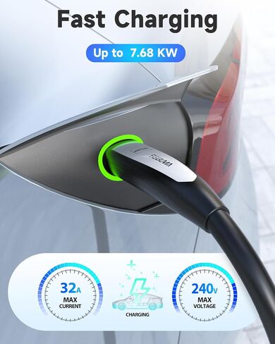EV Charger Extension Cable for Tesla Charger, 50Amp 21ft Max 240V 12kW with NACS Plug, EV Extension Cord for Level 1/2 Tesla Mobile Charger/Wall Connector, Extension Cord for ModelY/X/3/S/Cyber-truck in Saudi Arabia