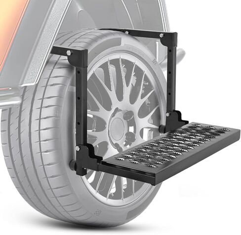 Nilight Folding Heavy Duty Tire Step for Truck SUV and RV, Non-Slip Steel Surface, Adjustable to Fit Tire from 10" to 15" Rated up to 350 Lbs,Easy to Install and Adjust Red in Saudi Arabia