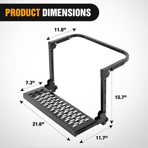Nilight Folding Heavy Duty Tire Step for Truck SUV and RV, Non-Slip Steel Surface, Adjustable to Fit Tire from 10" to 15" Rated up to 350 Lbs,Easy to Install and Adjust Red in Saudi Arabia