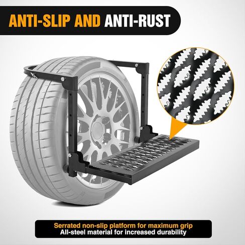 Nilight Folding Heavy Duty Tire Step for Truck SUV and RV, Non-Slip Steel Surface, Adjustable to Fit Tire from 10" to 15" Rated up to 350 Lbs,Easy to Install and Adjust Red in Saudi Arabia
