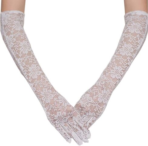 Deceny CB Floral Lace Long Wedding Gloves for Women - Elbow Length in Kuwait