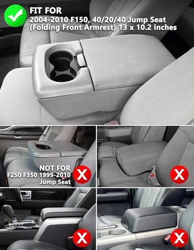 KBH Center Console Armrest Cover for Ford F150 2004-2010, 40/20/40 Split Bench Jump Seat, Middle Console Lid Protector Thick Pad, Vinyl Leather, Anti-Scratch, Black in Kuwait