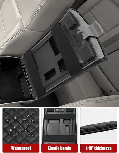 KBH Center Console Armrest Cover for Ford F150 2004-2010, 40/20/40 Split Bench Jump Seat, Middle Console Lid Protector Thick Pad, Vinyl Leather, Anti-Scratch, Black in Kuwait