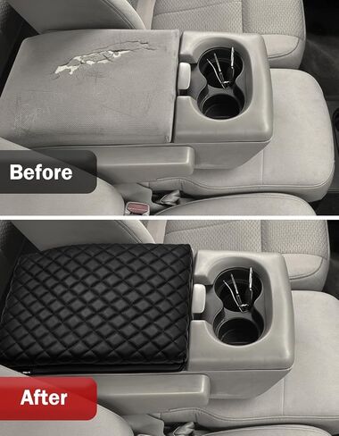 KBH Center Console Armrest Cover for Ford F150 2004-2010, 40/20/40 Split Bench Jump Seat, Middle Console Lid Protector Thick Pad, Vinyl Leather, Anti-Scratch, Black in Kuwait