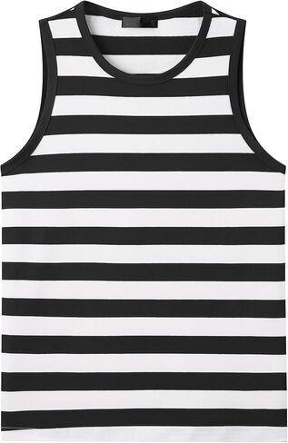 Lars Amadeus Stripes Tank Top for Men's Sleeveless T-Shirt Crew Neck Summer Striped Vest in Saudi Arabia