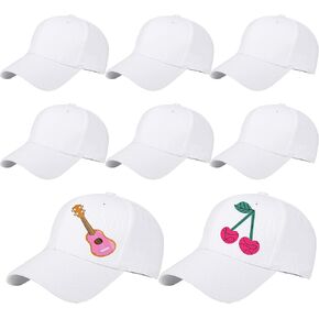 8 Pack Adult White Baseball Hats Cotton Baseball Cap DIY Blank Sports Baseball Hat for Summer Outdoor