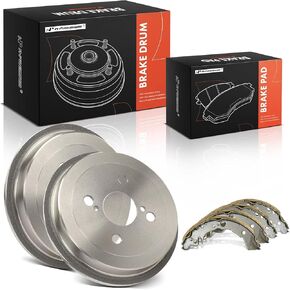 A-Premium 8.66 inch (220 mm) Rear Brake Drums + Ceramic Shoes Set Compatible with Select Toyota Models - Echo 2000-2005, 6-PC Set