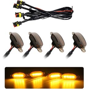 4 مساءً مصابيح مصبغة LED CAR ، مصابيح تقليم الشواية الأمامية الساطعة مع تسخير الأسلاك ، مصابيح LED مصبغة مقاومة للماء لعام 2004-2019 F150 F250 F350 RAPTOR/2013-2018 RAM 1500 (Black+Yellow)