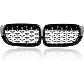 Compatible with 2007-2013 BMW X5 X6 E70 E71 Glossy Black M-Color Bumper Front Grille Grill Kidney Dual Slats