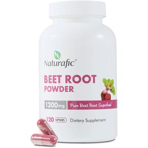 Beetroot Capsules – Nitric Oxide Booster | 1200mg High Nitrate Superfood | Pure Beet Root Powder | Non-GMO, Vegan, Gluten-Free | 120 Capsules | Natural Plant-Based Daily Supplement