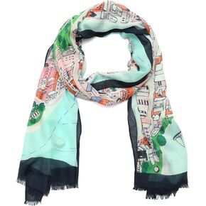 Kate Spade New York Women's Map Oblong Scarf, Stylish & Lightweight Fashion Accessory, Ideal for Everyday