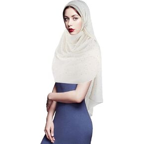 Geyoga Hijab Scarf for Women Soft Chiffon Rhinestone Long Scarf Shawl Fashion Muslim Hijab Head Wrap Scarves
