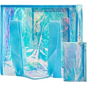 PVC PVC مقاوم للعضلة ثلاثية الأبعاد حقيبة اليد مع حقيبة هاتف محمول صغيرة للشاطئ والسفر والتسوق （0.4 مم）