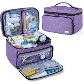 LUXJA Medicine Bag with 2 Detachable Clear Pouches, Pill Bottle Organizer with Detachable Dividers (Suitable for Home or Travel Use), Purple