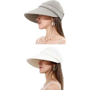 LA CARRIE Women Sun Hats Detachable Wide Brim UV Protection Summer Beach Visor 2pc Set