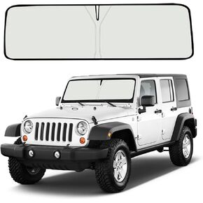 ترقية الزجاج الأمامي الظل أشعة الشمس لجيب Wrangler TJ JK JKU 1997-2018 ، قابلة للطي الزجاج الأمامي Sun Collls الأشعة فوق البنفسجية ، الفضة 3
