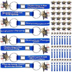Quelay 24 Pcs 2025 Graduation Keychains for Her Him Silicone Inspirational Gifts Graduation Stuff for College Senior Students